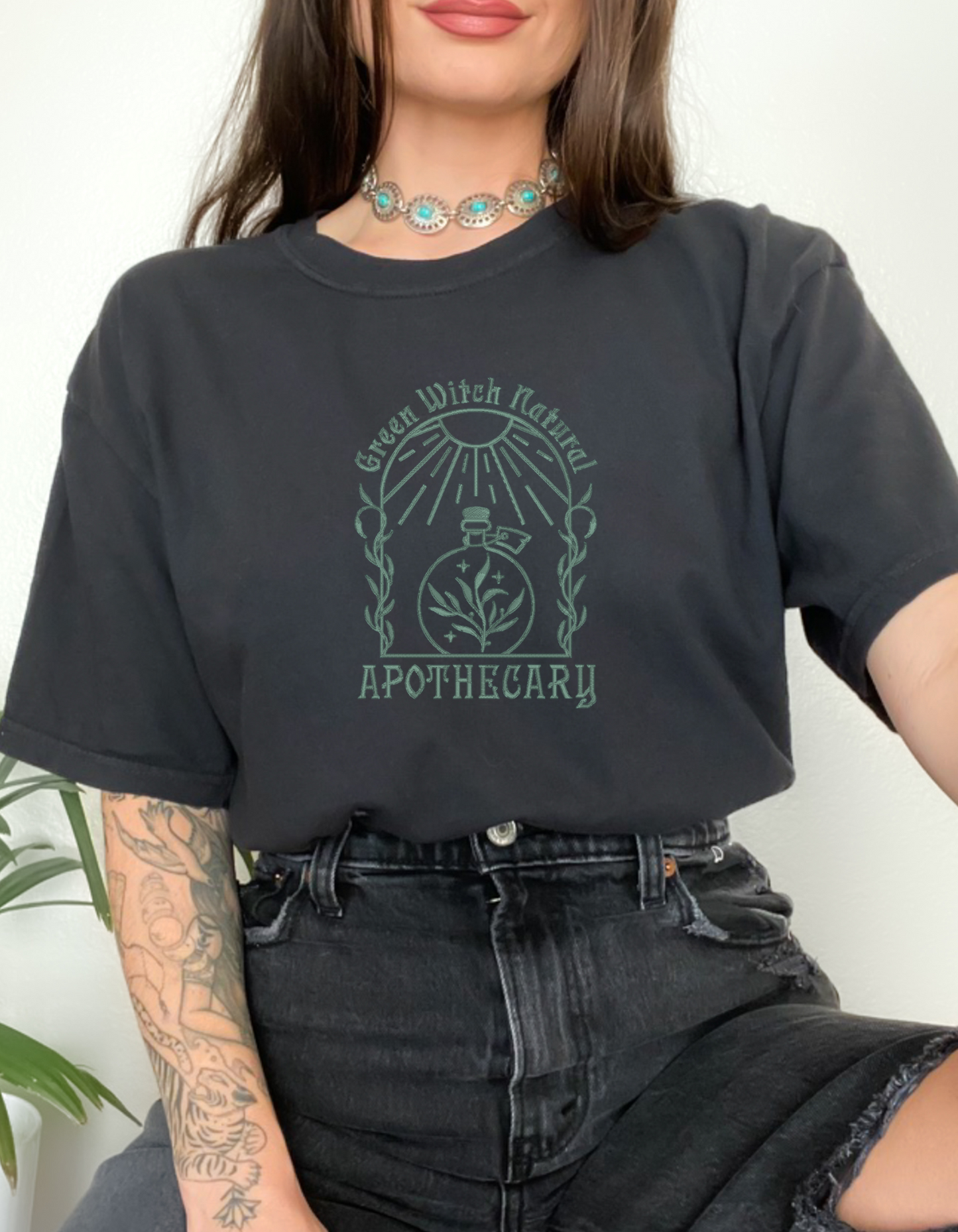 Green Witch Tee - Black